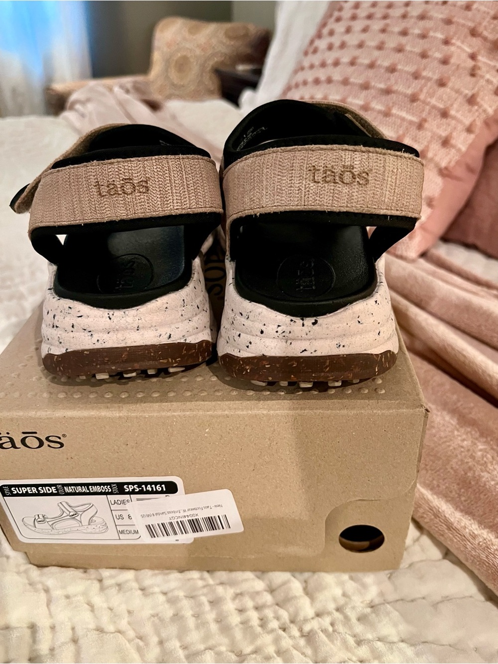 Taos Footwear Beige and Black Sport Sandals with Cushioned Sole - Picture 3 of 4